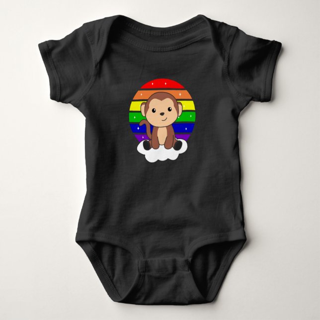 Body Para Bebé Mono Nube De Arcoiris Cute Animales Para Niños Mon (Anverso)