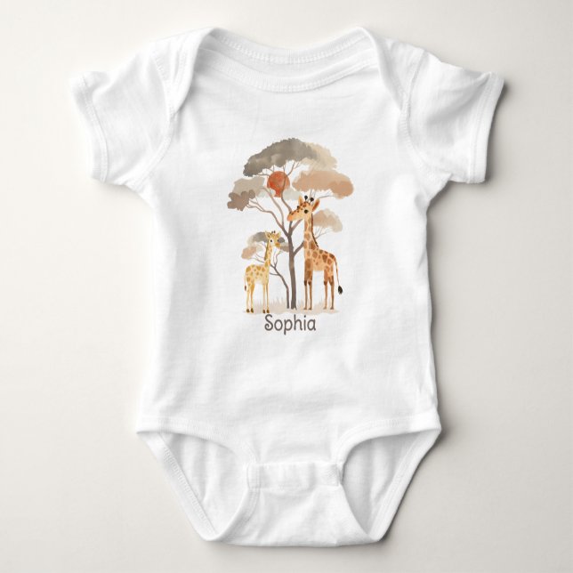 Body Para Bebé Mono Safari con Jirafas Neutral (Anverso)