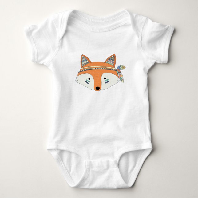 Body Para Bebé Mono tribal del bebé del Fox de Boho (Anverso)