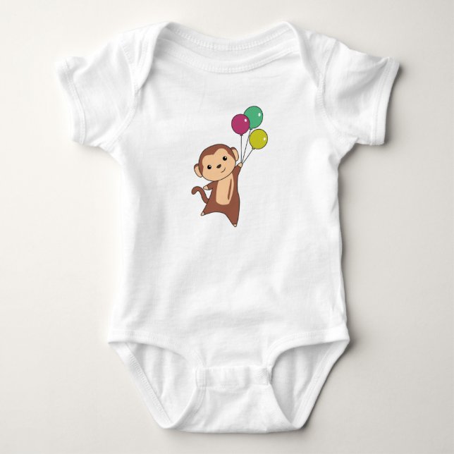 Body Para Bebé Mono vuela Con Globos Arriba Dulce (Anverso)
