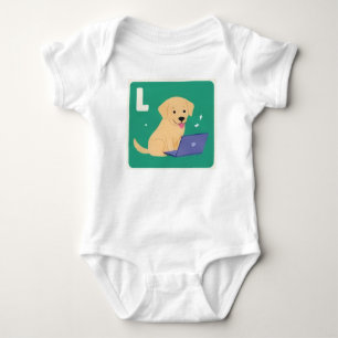 Body Para Bebé Monograma adorable de la letra L Perro Portátil Bo