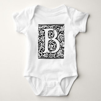 Body Para Bebé Monograma B inicial. Patrón floral de nombre perso