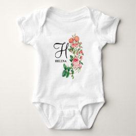 Body Para Bebé Monograma Botánico Personalizado Vintage Floral