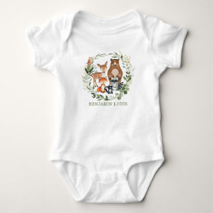 Body Para Bebé Monograma de animales de bosque de bosque de bosqu