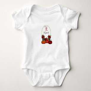 Body Para Bebé Monograma de calabaza de caída floral Chica suave