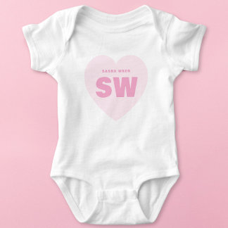Body Para Bebé Monograma de corazón rosado Personalizado de ropa