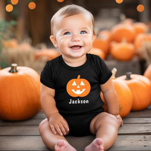 Body Para Bebé Monograma de nombre de calabaza naranja linda de H