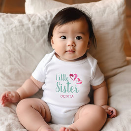 Body Para Bebé Monograma de nombre de hermana menor Corazones de 