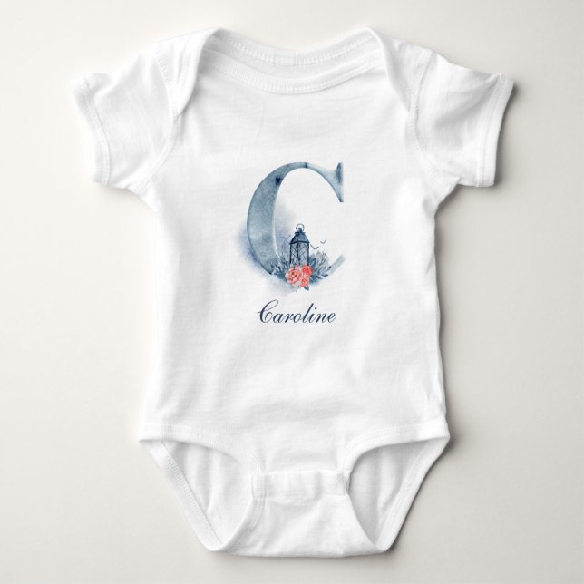 Body Para Bebé Monograma de nombre personalizado personalizado pe (Anverso)