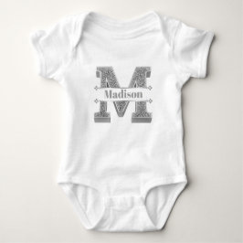 Body Para Bebé Monograma de plata inicial M personalizado Su nomb