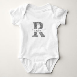Body Para Bebé Monograma de plata inicial R personalizado Su nomb