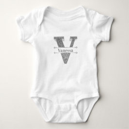 Body Para Bebé Monograma de plata inicial V personalizado Su nomb