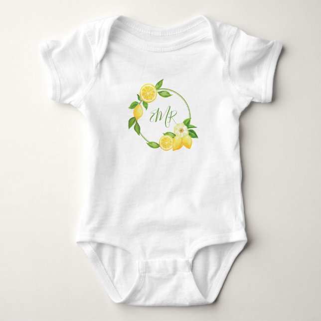 Body Para Bebé Monograma de regalo de Baby Shower Wreath Citrus l (Anverso)