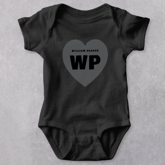 Body Para Bebé Monograma del corazón retro Personalizado de ropa