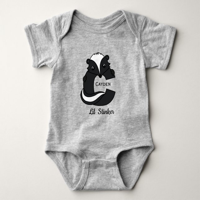 Body Para Bebé Monograma del zorrillo de Lil Stinker (Anverso)