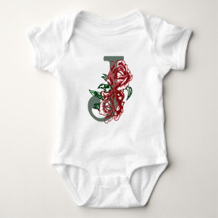 Body Para Bebé Monograma floral J letra mayúscula