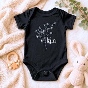 Body Para Bebé Monograma Floral Minimalista