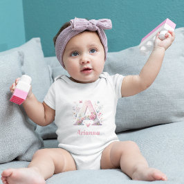 Body Para Bebé Monograma Floral Personalizado Traje para Niños