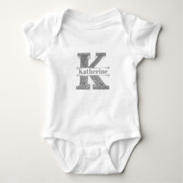 Body Para Bebé Monograma K inicial plateado personalizado Su nomb