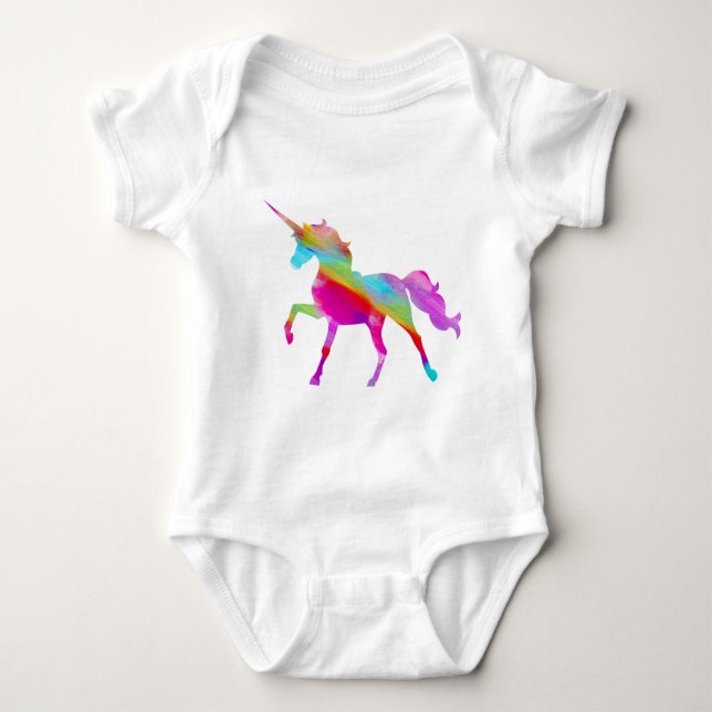 Body Para Bebé Monograma mágico con arco iris (Anverso)