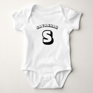 Body Para Bebé Monograma moderno negro nombre personalizado inici