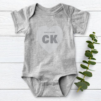 Body Para Bebé Monograma moderno Personalizado del equipo de gris