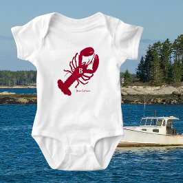 Body Para Bebé Monograma Nautical Red Lobster Personalizado