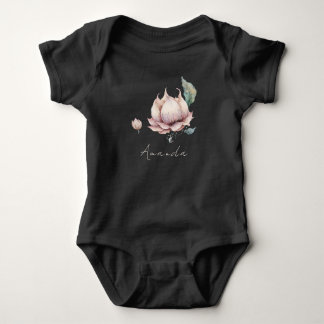 Body Para Bebé Monograma Nombre del bebé Earthy Boho Bonito Lotus