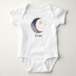 Body Para Bebé Monograma Nombre del bebé Earthy Boho Flor Estrell