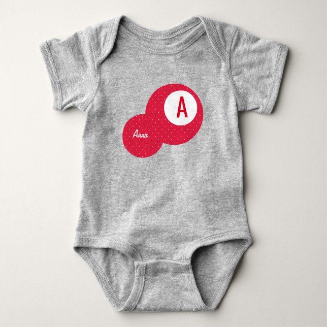 Body Para Bebé Monograma personalizado de Red Dotty (Anverso)