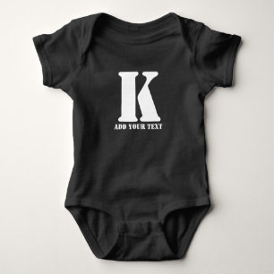 Body Para Bebé Monograma Personalizado Negro Texto Moderno Person