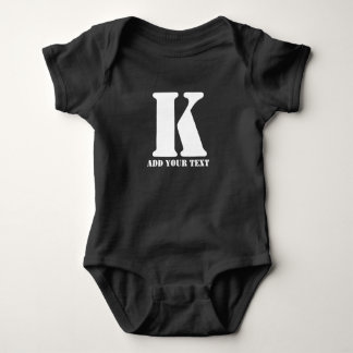 Body Para Bebé Monograma Personalizado Negro Texto Moderno Person