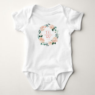 Body Para Bebé Monograma personalizado niña floral de la