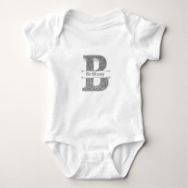 Body Para Bebé Monograma Plata Inicial Personalizado B Su Nombre