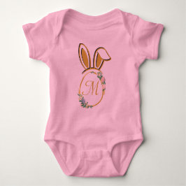 Body Para Bebé Monograma único de conejito de Pascua