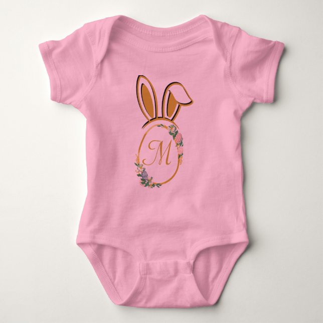 Body Para Bebé Monograma único de conejito de Pascua (Anverso)