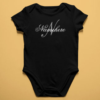 Body Para Bebé Monograma Único Personalizado de Nombre en Blanco 