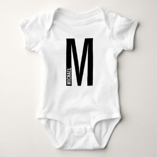 Body Para Bebé Monograma y nombre en negrita personalizados moder