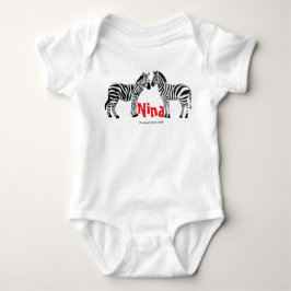 Body Para Bebé Monogrammed pretty zebra black white Chic