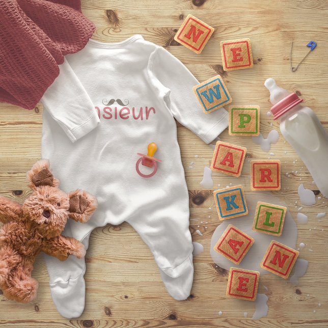 Body Para Bebé MonsiEUR Fun Cita Francesa y Mustache (Subido por el creador)
