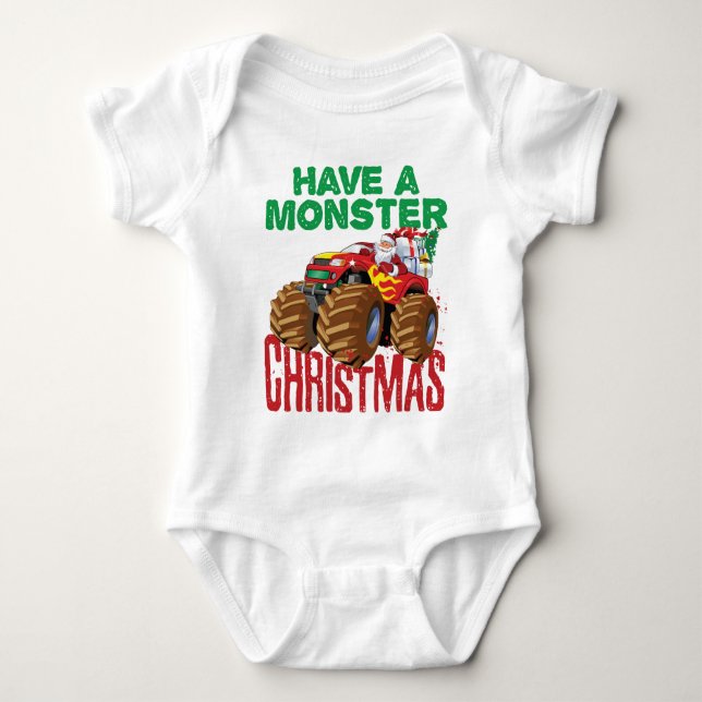 Body Para Bebé Monster Navidades de camiones Santa Claus Niños ni (Anverso)