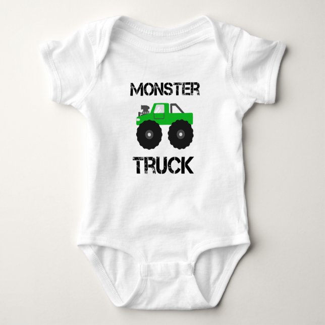 Body Para Bebé Monster truck verde (Anverso)