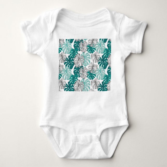 Body Para Bebé Monstera Duo Tone: Trópicos mínimos (Anverso)