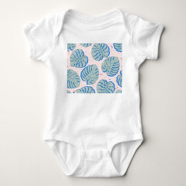 Body Para Bebé Monstera tropical: Patrón de cosecha Terrazzo (Anverso)