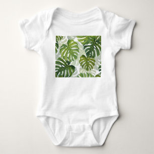 Body Para Bebé Monstera verde acuarela tropical