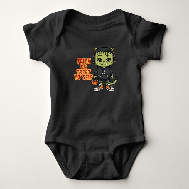 Body Para Bebé Monstruo de Gato de Frankenstein Cute - Kawaii Spo (Anverso)