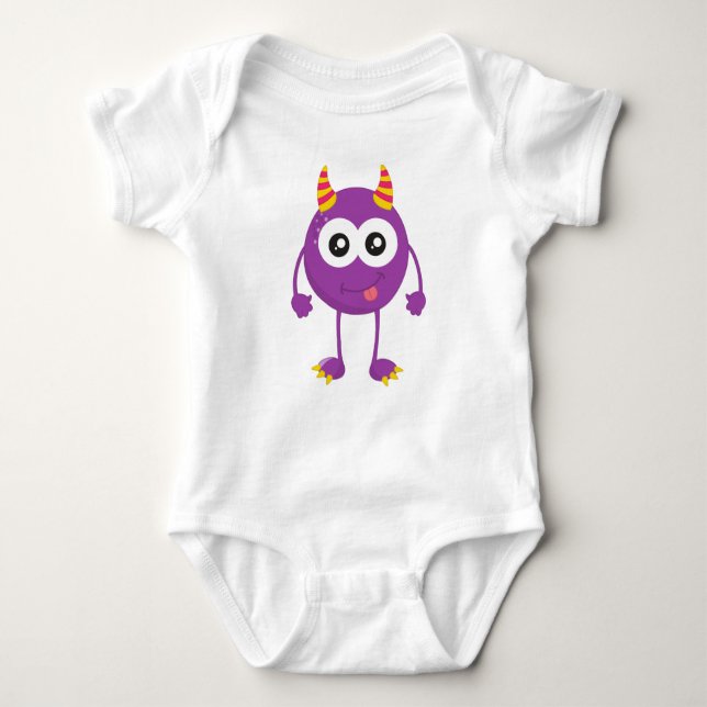 Body Para Bebé Monstruo lindo, monstruo morado, monstruo gracioso (Anverso)