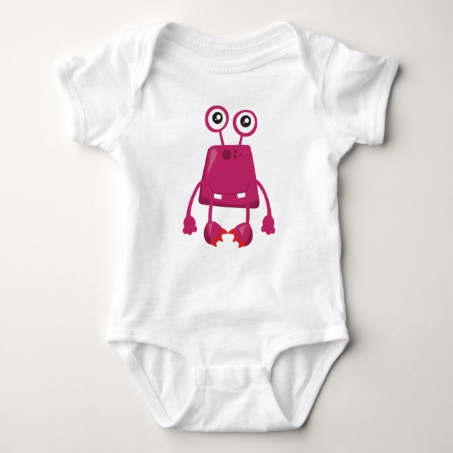 Body Para Bebé Monstruo lindo, monstruo rosa, monstruo gracioso,  (Anverso)