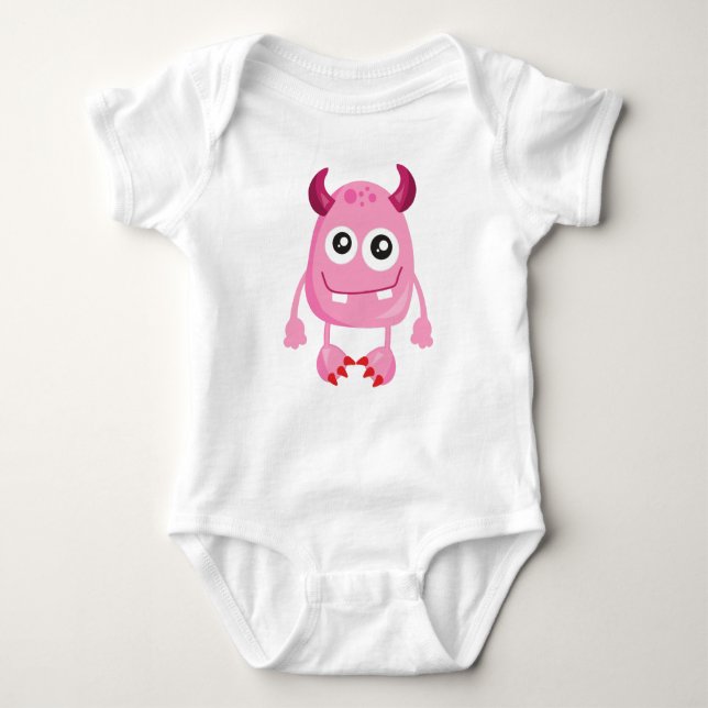 Body Para Bebé Monstruo lindo, monstruo rosado, monstruo gracioso (Anverso)