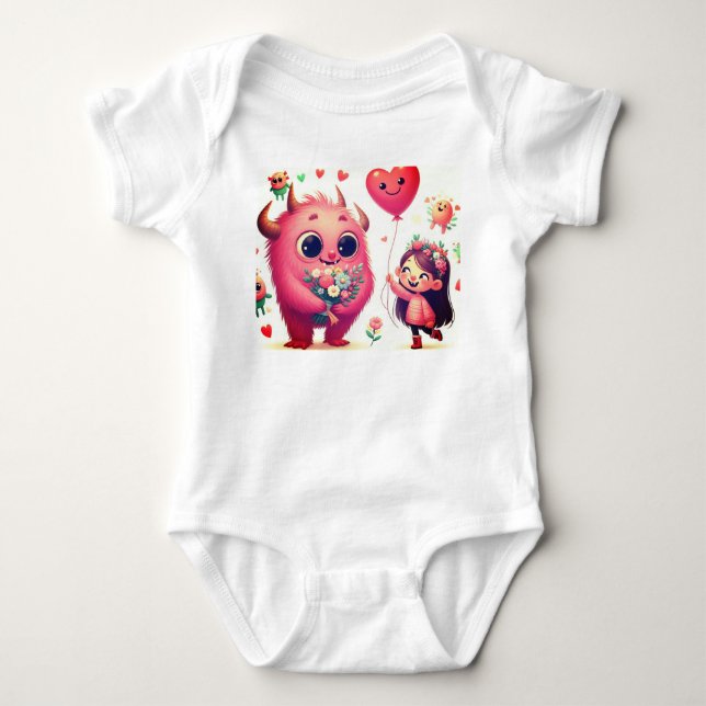 Body Para Bebé Monstruo rosa de niño pequeño  (Anverso)
